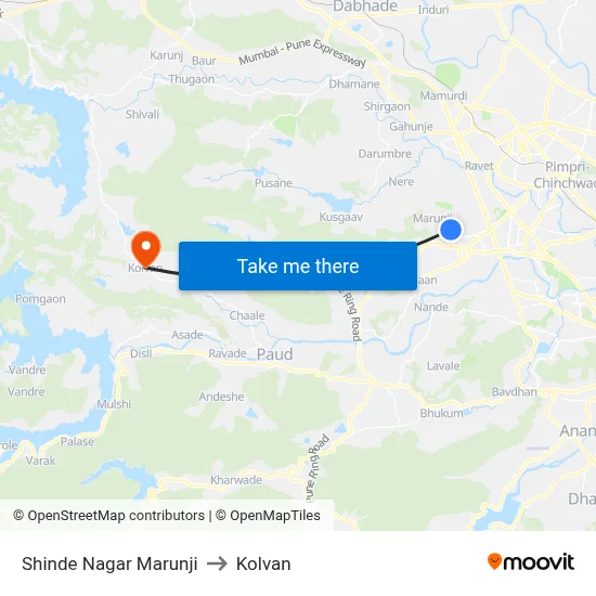 Shinde Nagar Marunji to Kolvan map