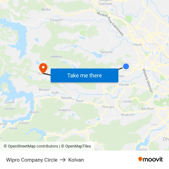 Wipro Company Circle to Kolvan map