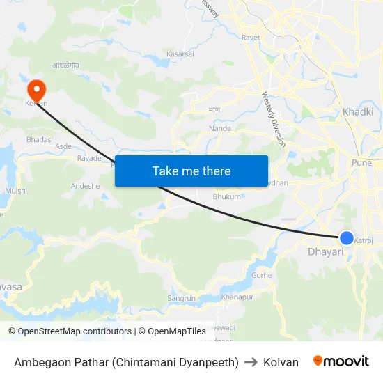 Ambegaon Pathar to Kolvan map