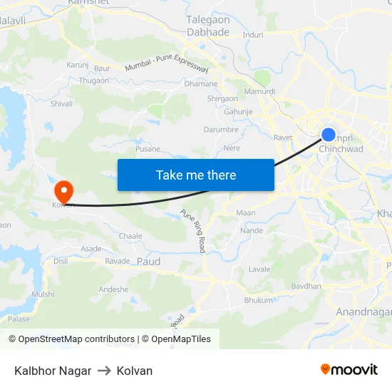 Kalbhor Nagar to Kolvan map