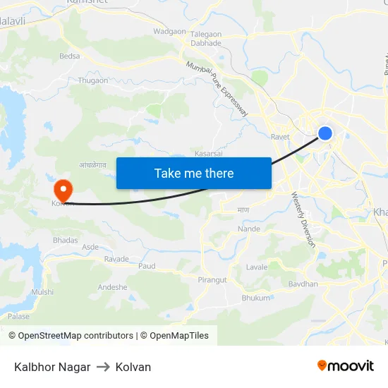 Kalbhor Nagar to Kolvan map