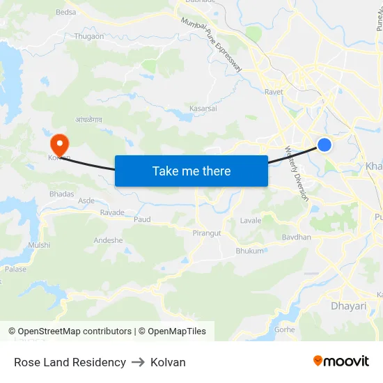 Rose Land Residency to Kolvan map