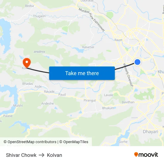 Shivar Chowk to Kolvan map