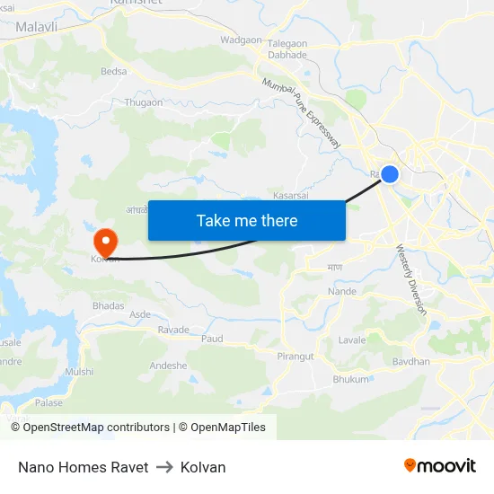 Nano Homes Ravet to Kolvan map