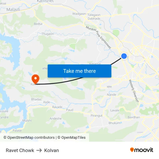 Ravet Chowk to Kolvan map