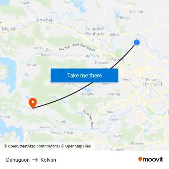 Dehugaon to Kolvan map