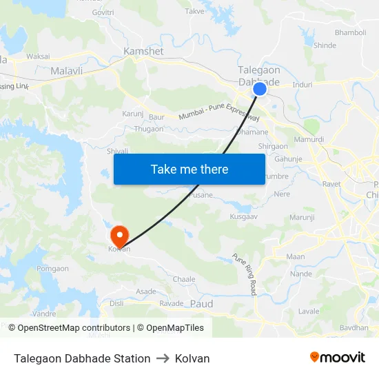 Talegaon Dabhade Station to Kolvan map