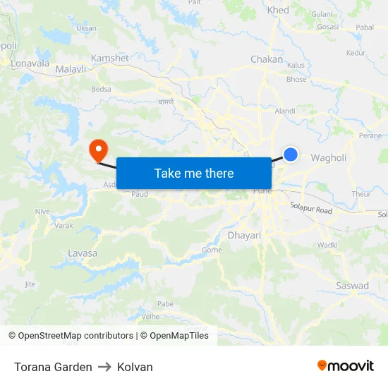 Torana Garden to Kolvan map