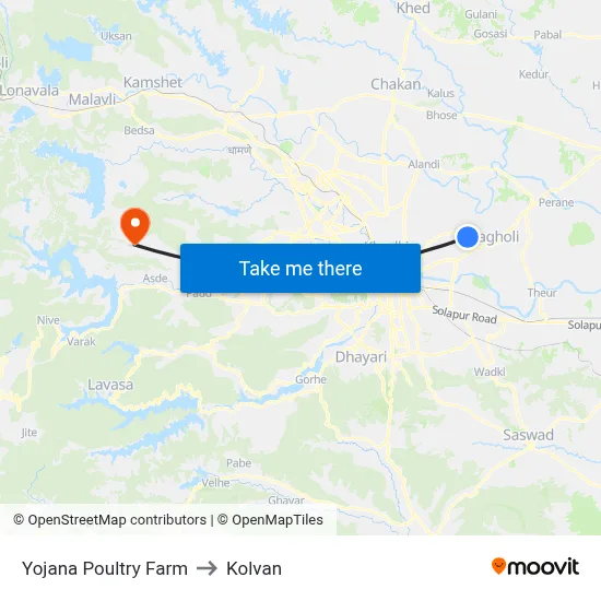 Yojana Poultry Farm to Kolvan map