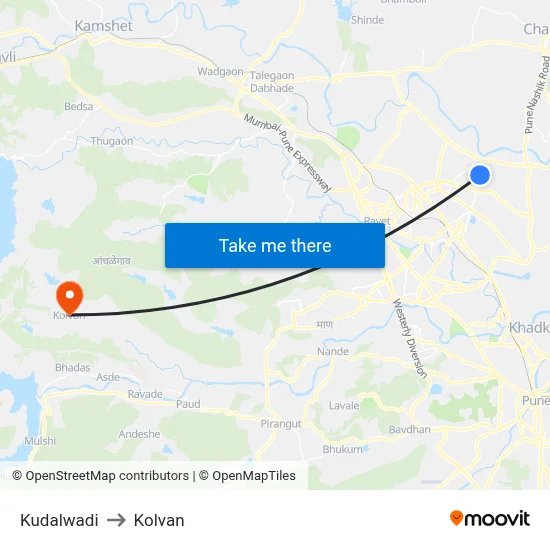 Kudalwadi to Kolvan map
