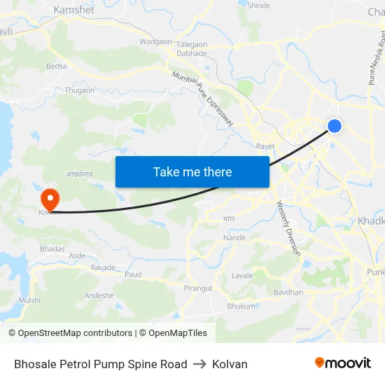 Bhosale Petrol Pump Spine Road to Kolvan map