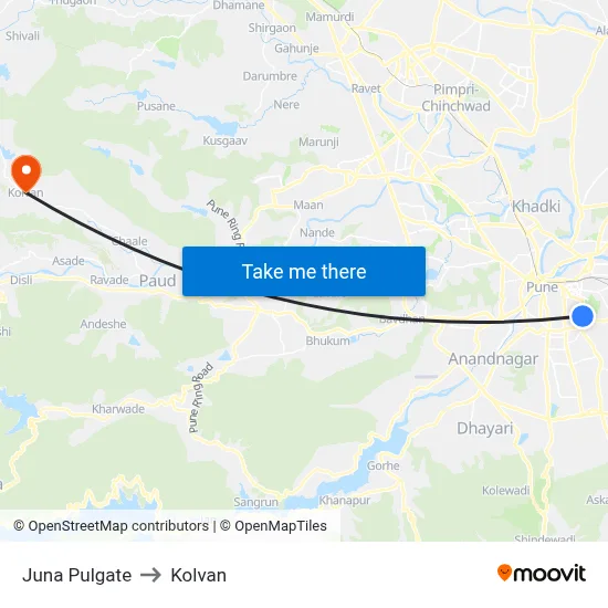 Juna Pulgate to Kolvan map