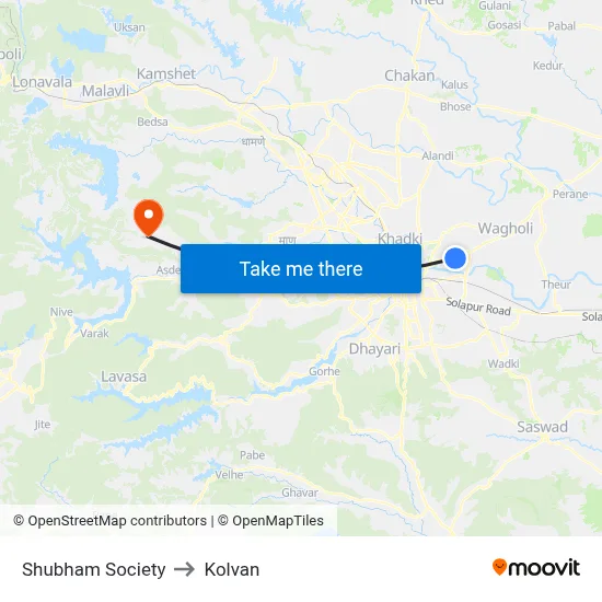 Shubham Society to Kolvan map