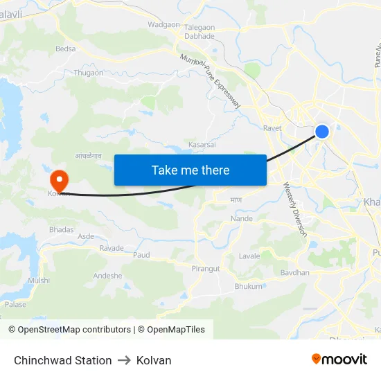 Chinchwad Station to Kolvan map