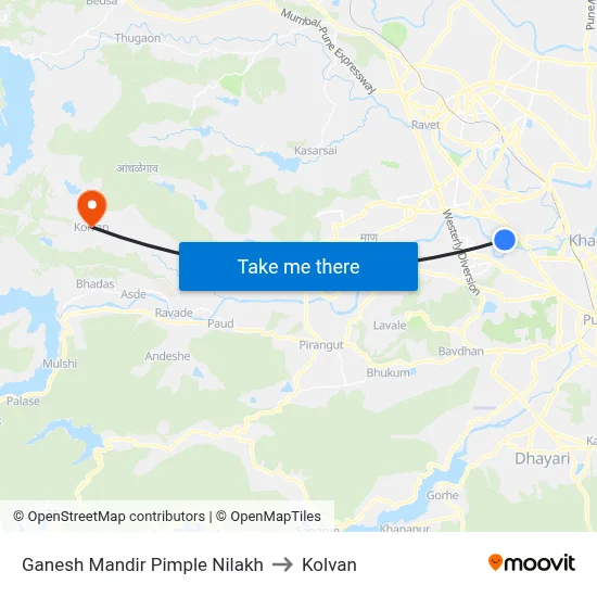 Ganesh Mandir Pimple Nilakh to Kolvan map