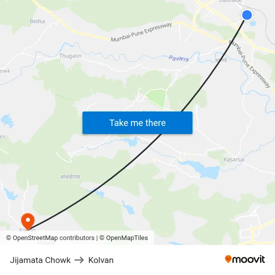 Jijamata Chowk to Kolvan map