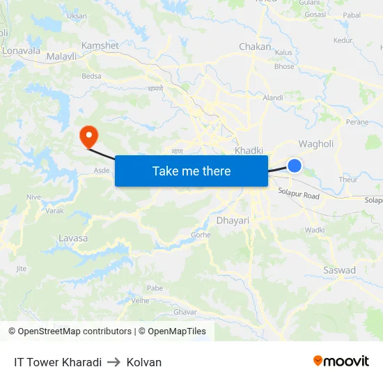IT Tower Kharadi to Kolvan map