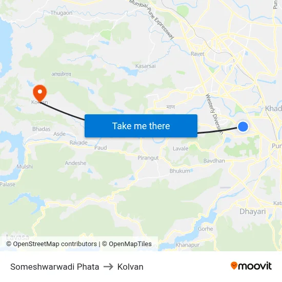 Someshwarwadi Phata to Kolvan map