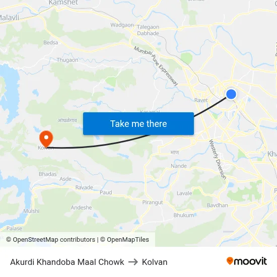 Akurdi Khandoba Maal Chowk to Kolvan map