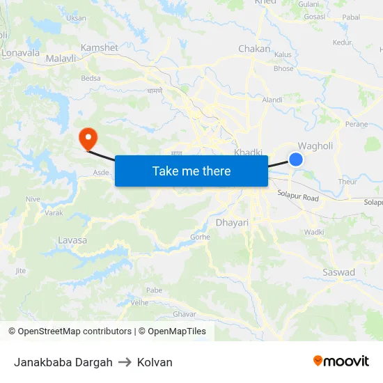 Janakbaba Dargah to Kolvan map