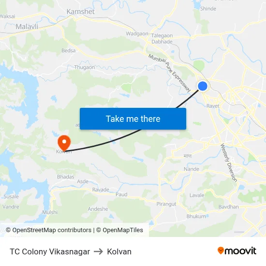 TC Colony Vikasnagar to Kolvan map