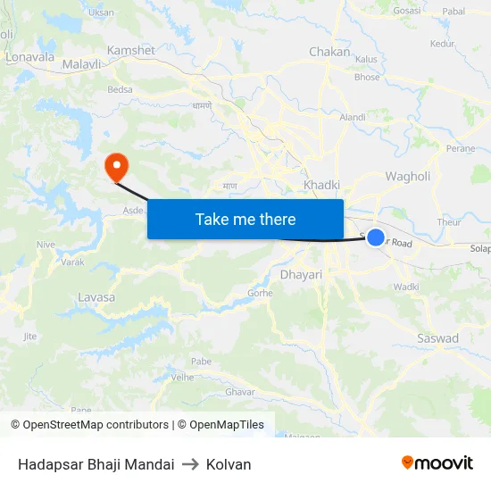 Hadapsar Bhaji Mandai to Kolvan map