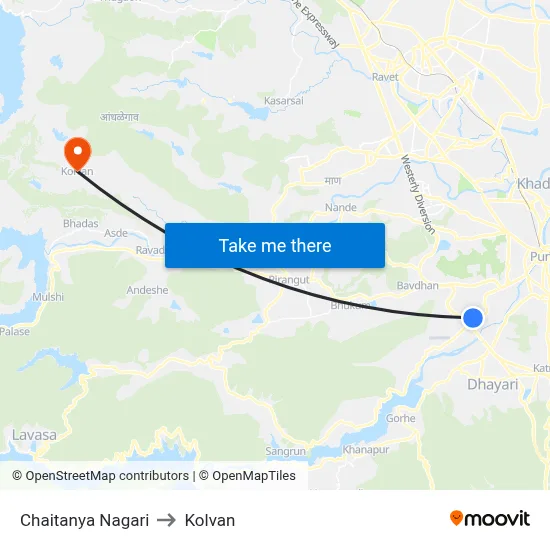 Chaitanya Nagari to Kolvan map