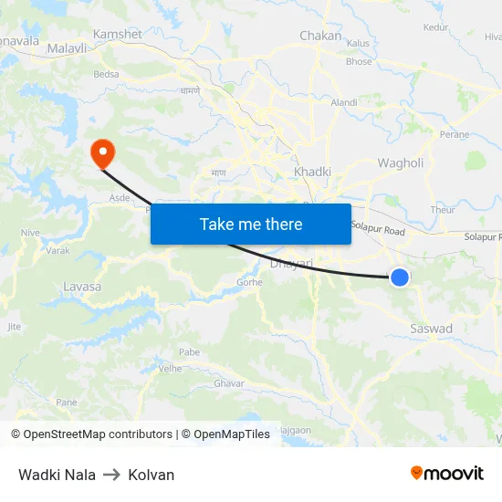 Wadki Nala to Kolvan map