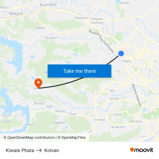 Kiwale Phata to Kolvan map