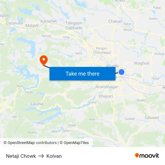 Netaji Chowk to Kolvan map