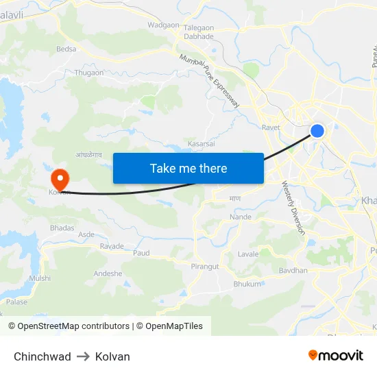 Chinchwad to Kolvan map