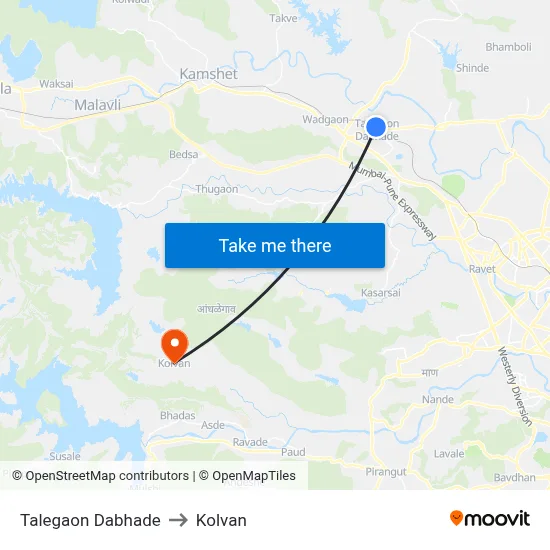 Talegaon Dabhade to Kolvan map