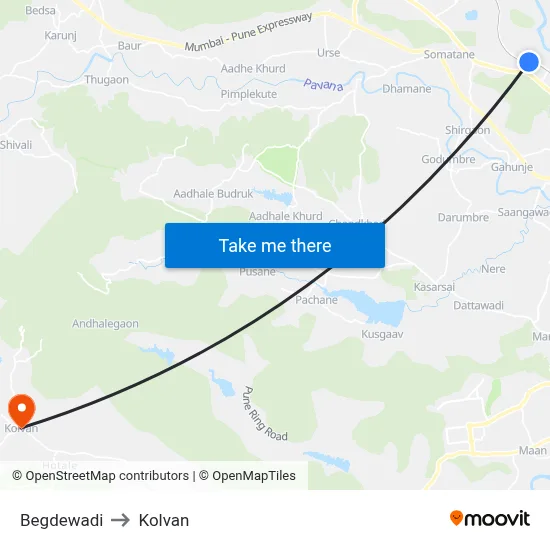 Begdewadi to Kolvan map
