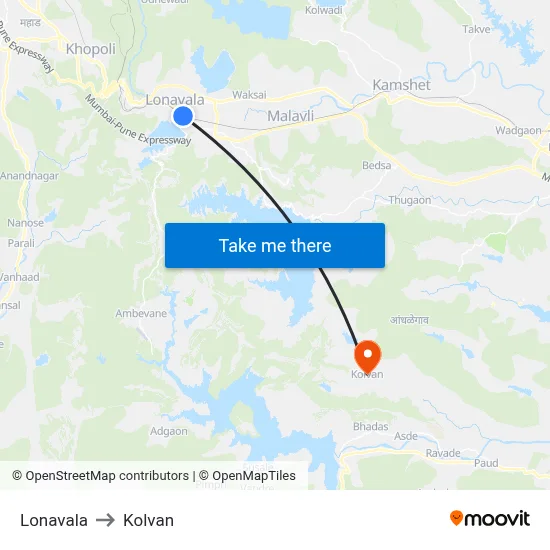 Lonavala to Kolvan map