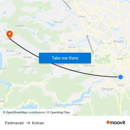 Padmavati to Kolvan map