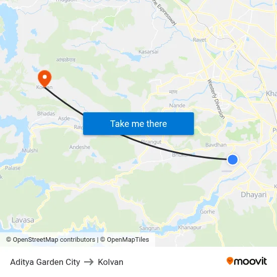 Aditya Garden City to Kolvan map
