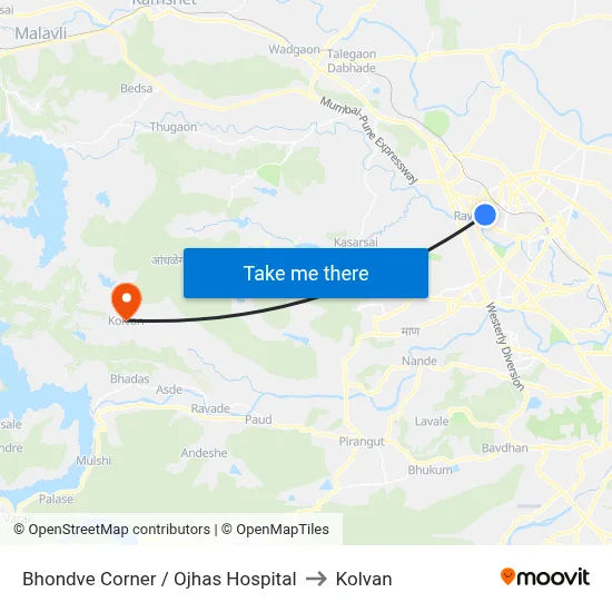 Bhondve Corner / Ojhas Hospital to Kolvan map