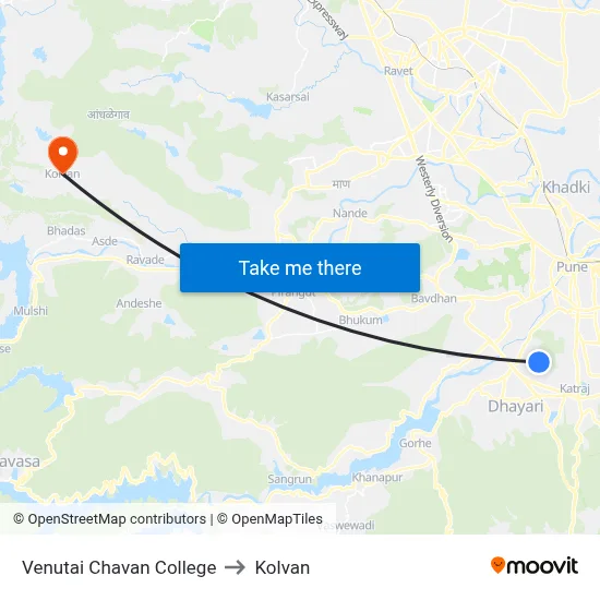 Venutai Chavan College to Kolvan map