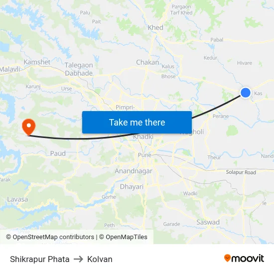 Shikrapur Phata to Kolvan map