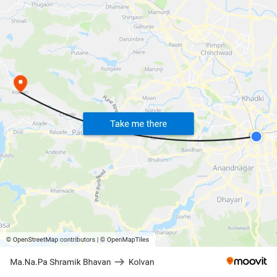 Ma.Na.Pa Shramik Bhavan to Kolvan map