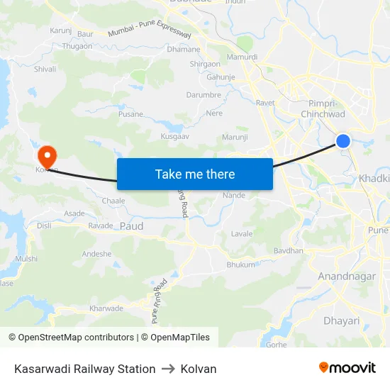 Kasarwadi Railway Station to Kolvan map