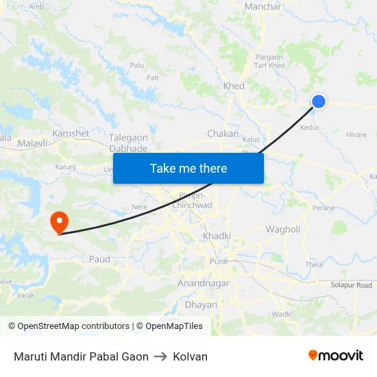 Maruti Mandir Pabal Gaon to Kolvan map