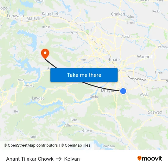 Anant Tilekar Chowk to Kolvan map