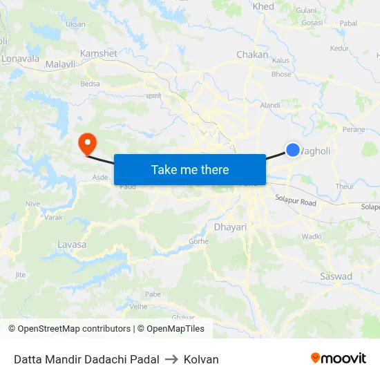 Datta Mandir Dadachi Padal to Kolvan map