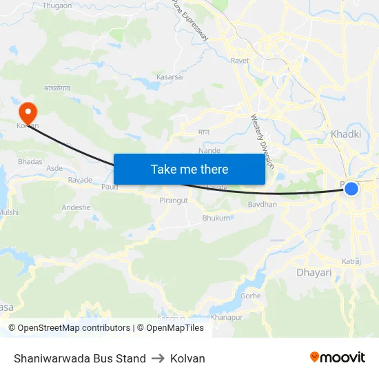 Shaniwarwada Bus Stand to Kolvan map