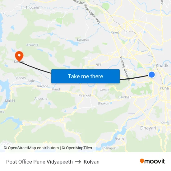 Post Office Pune Vidyapeeth to Kolvan map
