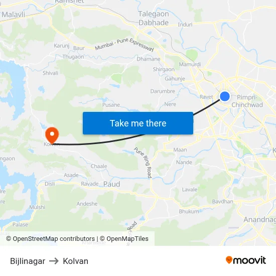 Bijlinagar to Kolvan map