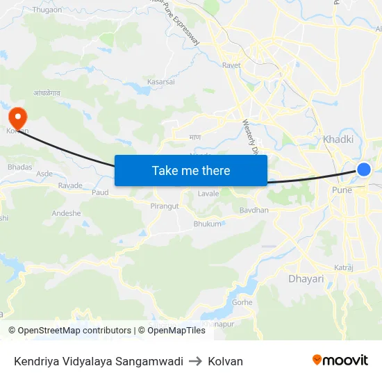 Kendriya Vidyalaya Sangamwadi to Kolvan map