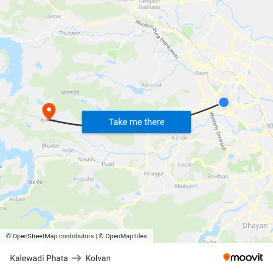 Kalewadi Phata to Kolvan map