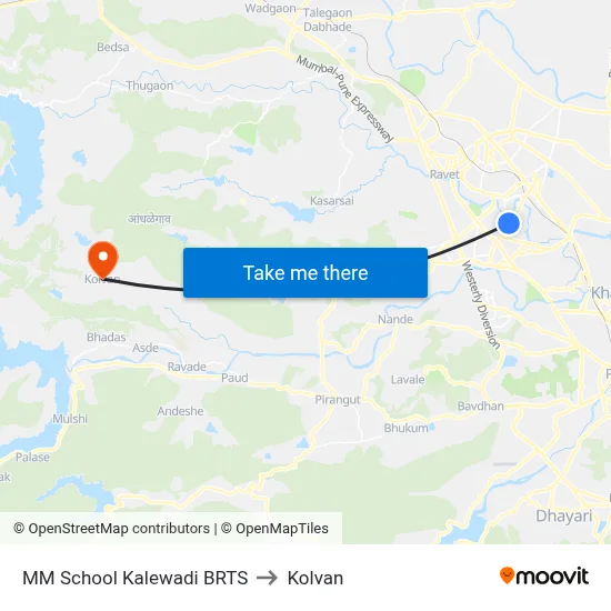 MM School Kalewadi BRTS to Kolvan map